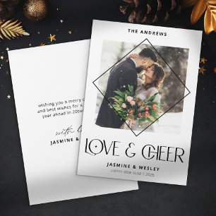 Modern Love & Cheer Couple Photo Christmas Holiday Card