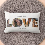 Modern LOVE Collage Cutout Valentine's Day Lumbar Pillow<br><div class="desc">EVERY DAY I LOVE YOU MORE. Great gift for Valentine's Day,  Anniversaries or for Newlyweds: This modern photo collage pillow is easy to customize with your 4 favourite photos inside the minimalist LOVE cutout typography design.The wording around the word LOVE can be personalized.</div>