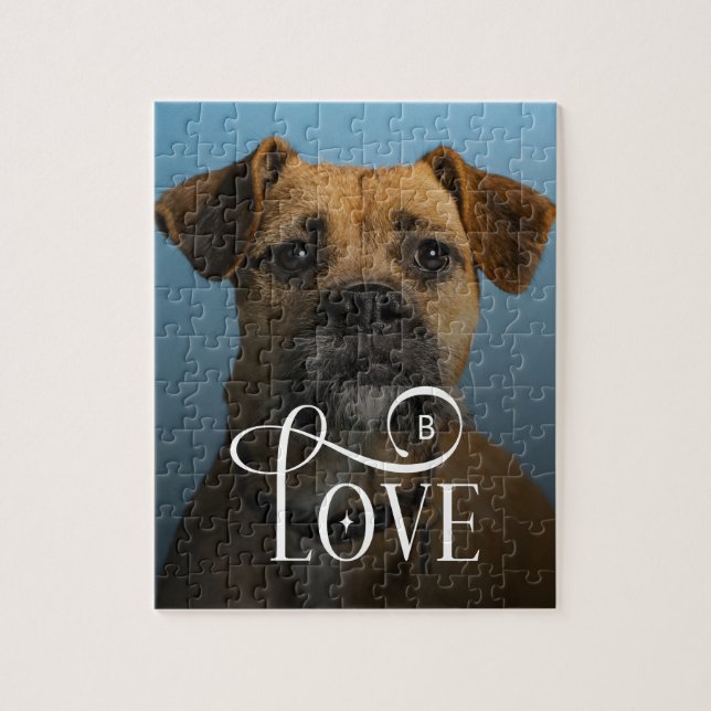Modern Love Custom Boxer Dog Pets Photo Monogram Jigsaw Puzzle (Vertical)