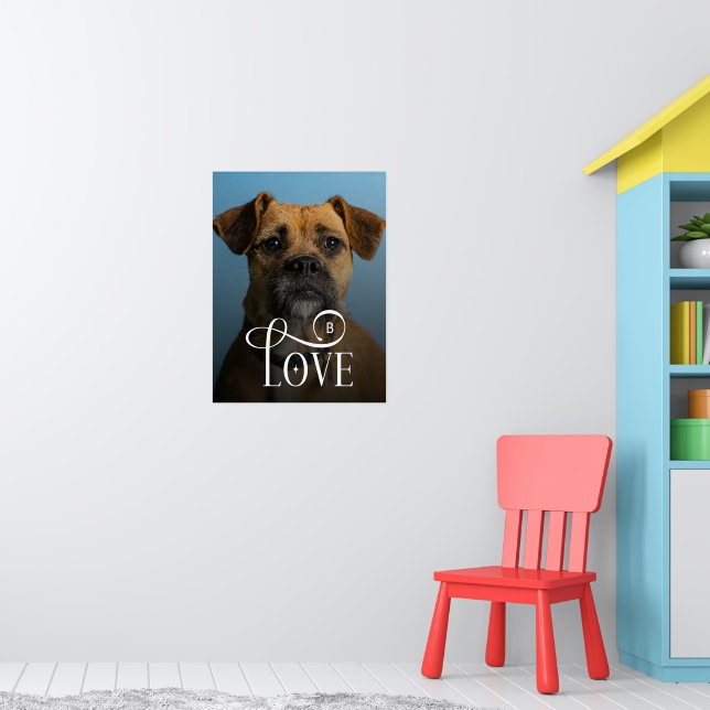 Modern Love Custom Boxer Dog Pets Photo Monogram Poster (Nursery 1)
