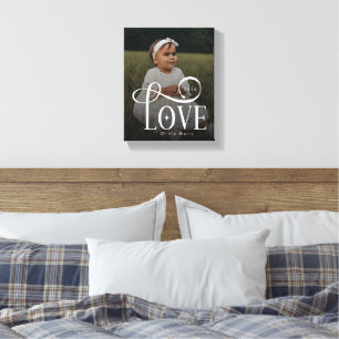 Modern Love Custom New Baby Photo Monogram Canvas Print