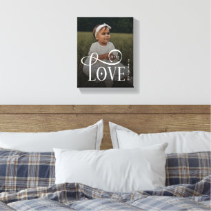 Modern Love Custom New Baby Photo Monogram Canvas Print