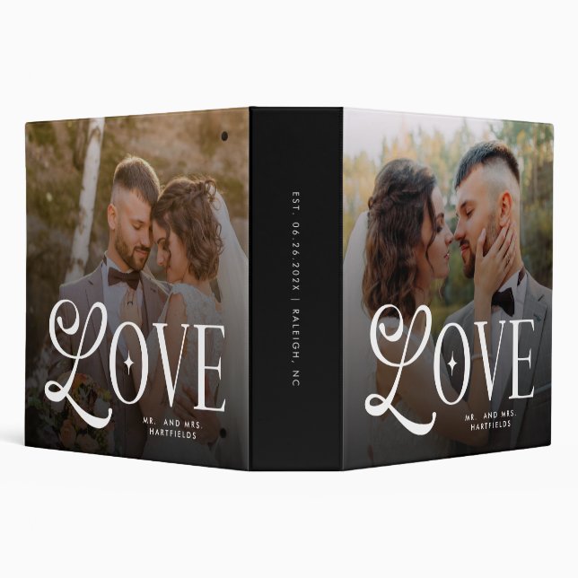Modern Love Custom Wedding 2 Photos Couples Binder (Background)