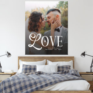 Modern Love Custom Wedding Photo Couples Monogram Canvas Print