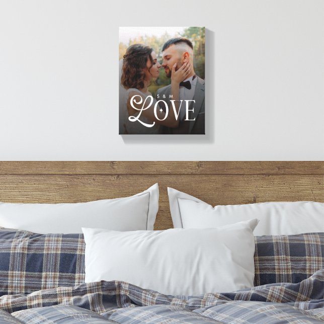 Modern Love Custom Wedding Photo Couples Monogram Canvas Print (Insitu(Bedroom))