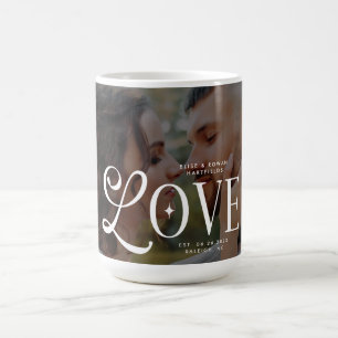 Modern Love Custom Wedding Photo Couples Monogram Coffee Mug
