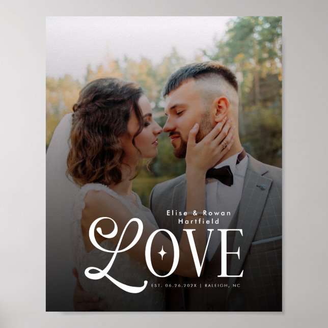 Modern Love Custom Wedding Photo Couples Monogram Poster (Front)
