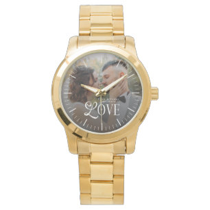 Modern Love Custom Wedding Photo Couples Monogram Watch