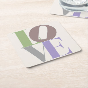 Modern Love Custom Wedding  Square Paper Coaster