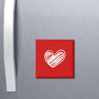 Modern Love Elegant White And Red Romantic Hearts  Magnet