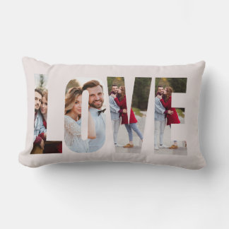 Modern Love Frame 4 Photo Personalized Lumbar Pillow