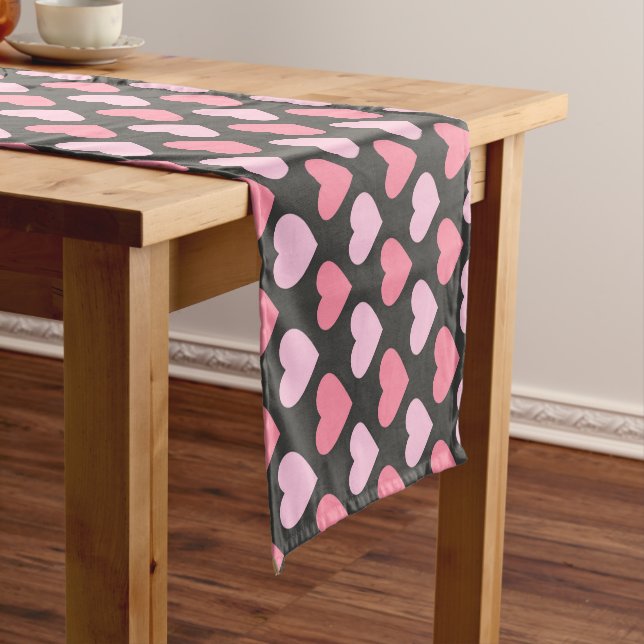 Modern Love Heart Pattern Short Table Runner (In Situ)