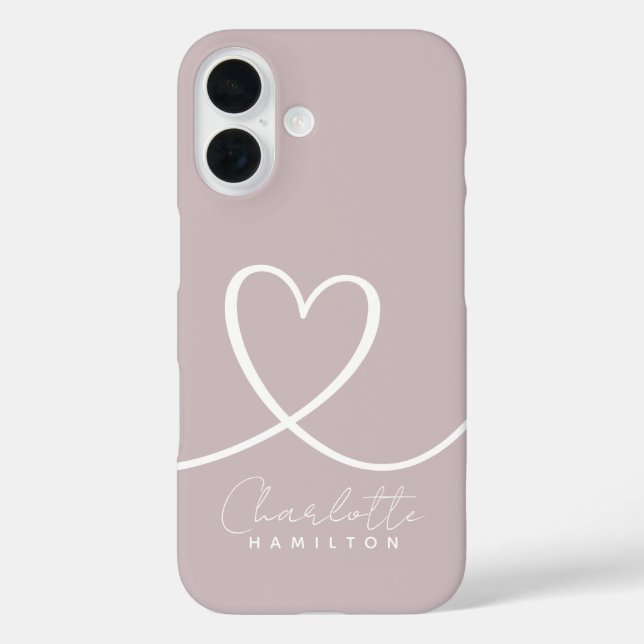 Modern Love Heart Personalized Blush Pink White Case-Mate iPhone Case (Back)