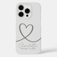 Modern Love Heart Personalized Name Grey Tones