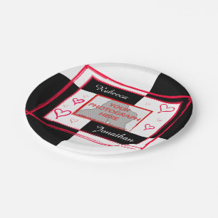 modern love heart photo frame paper plate