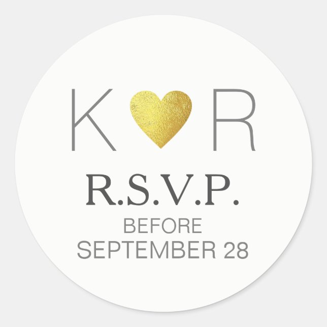 modern love heart RSVP wedding elegant reply  Classic Round Sticker (Front)