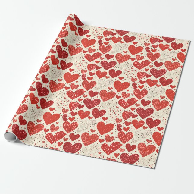 Modern Love Heart: Simple Elegant Pattern Wrapping Paper (Unrolled)