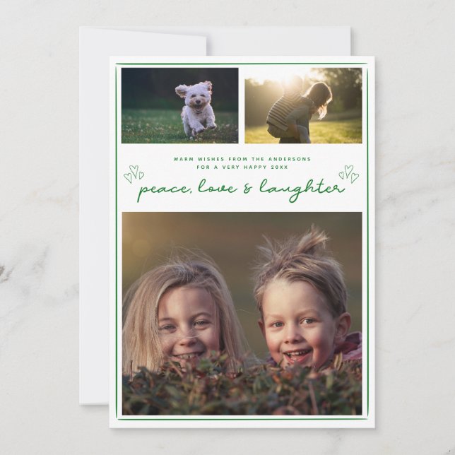 Modern Love | Holiday New Year Photo Collage Card (Front)
