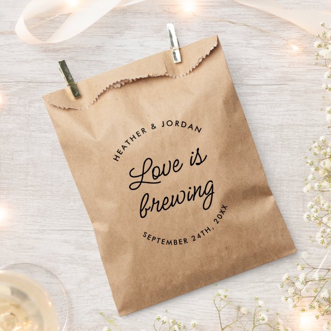 Modern Love Is Brewing Wedding Coffee Favour Favour Bag (Clipped)