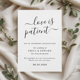 Modern Love is Patient Wedding Postponement Invitation
