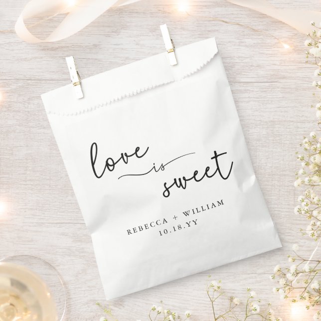 Modern Love is Sweet Handwritten Script Favour Bag (Clipped)