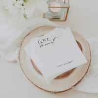 Modern "Love is Sweet" Napkins for Wedding Bar