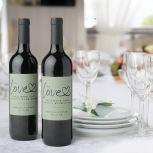 Modern Love Laughter Happily Ever After Wedding Wine Label