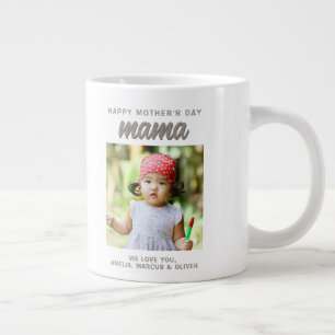 Modern Love Mama Kids Photo Happy Mother's Day  Large Coffee Mug