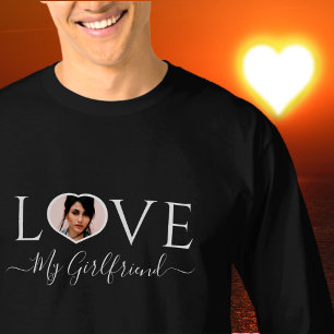 Modern love my girlfriend heart photo Black White T-Shirt