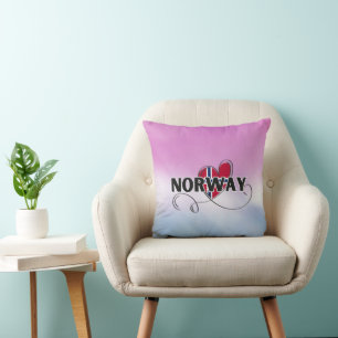 Modern Love Norway Flag scandinavia Souvenir  Throw Pillow