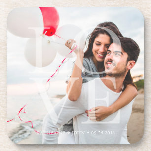Modern "LOVE" Overlay Photo Coaster
