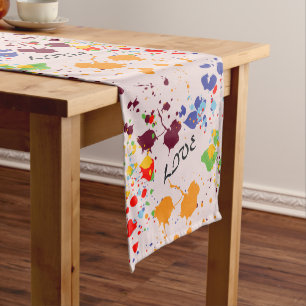 Modern Love Paint Drops Colourful Spring  Medium Table Runner