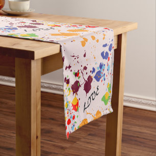 Modern Love Paint Splatter Colourful Spring  Short Table Runner
