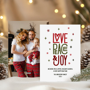 Modern Love Peace & Joy Photo Christmas / Holiday Card