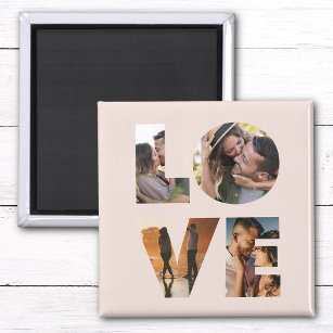 Modern LOVE Photo Collage Cutout Valentine's Day Magnet