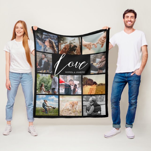 Modern Love photo collage Valentine Fleece Blanket (In Situ)