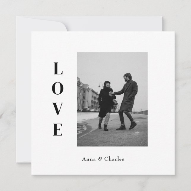 Modern LOVE Photo Save the Date Card (Front)