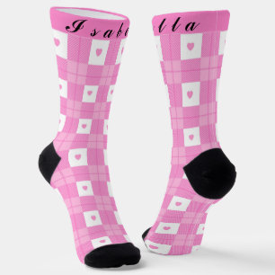 Modern Love Plaid Pink Heart Collection Socks