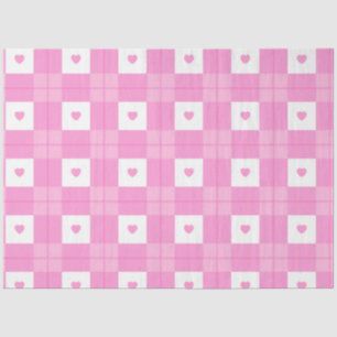 Modern Love Plaid Pink Heart Collection Tissue Paper