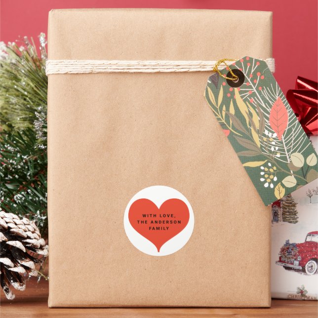 Modern Love Red Heart Christmas Holiday Gift Tag (Holiday)