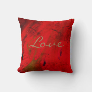 Modern Love Red Purple Abstract Design Throw Pill Pillow