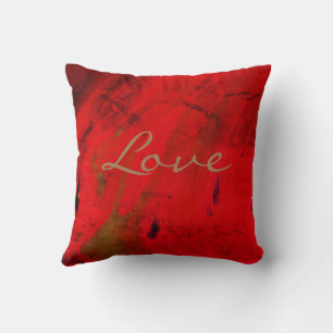 Modern Love Red Purple Abstract Design Throw Pillow