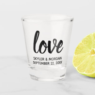 Modern Love Script Chic Personalized Wedding Shot Glass