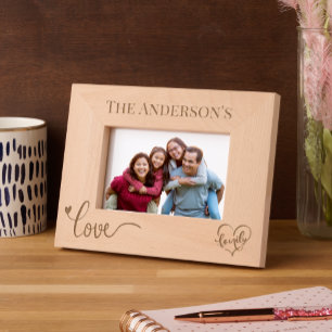 Modern Love Script Customizable Family Name Etched Frames