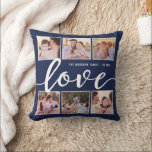 Modern Love Script Decorative Photo Throw Pillow<br><div class="desc">Add a personal touch to your decor with this stylish photo pillow by Orabella Prints!  The back of the pillow features stripes in navy and white,  but you can delete the white stripes,  if desired.  Custom colour requests welcome!</div>