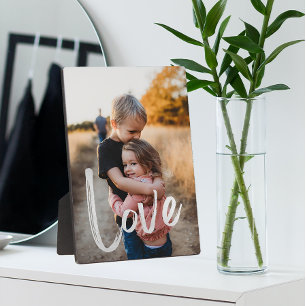 Modern LOVE Script Easel Photo Frameless Plaque