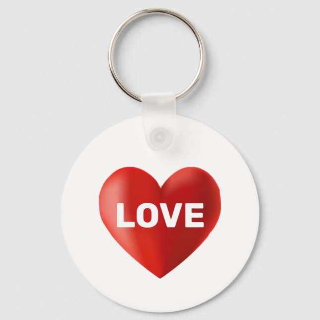 Modern LOVE Text and Heart Keychain (Front)