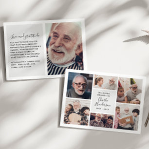 Modern Love & Thanks 7-Photo Funeral/Bereavement Thank You Card