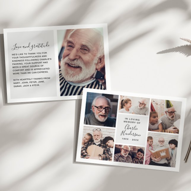 Modern Love & Thanks 7-Photo Funeral/Bereavement Thank You Card (Creator Uploaded)