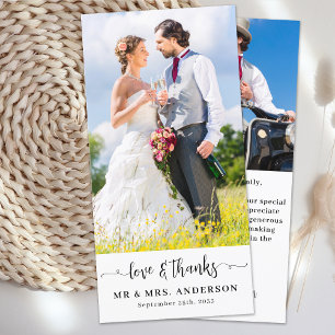 Modern Love & Thanks Custom Newlywed Photo Wedding Thank You Card